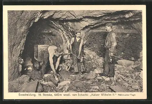 AK Clausthal, Oberharzer Erzbergwerke, Erzscheidung, Schacht Kaiser Wilhelm II., Bergleute bei der Arbeit