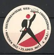 Reklamemarke München, Gastronomische Vier-Länderschau 1952, Kellner serviert Speise