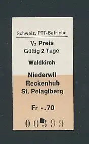 Fahrkarte Waldkirch - Niederwil - Reckenhub - St. Pelagiberg