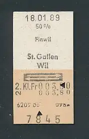 Fahrkarte Flawil - St. Gallen - Wil, 2. Klasse