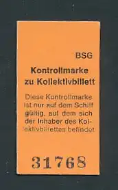 Fahrkarte BSG Kontrollmarke zu Kollektivbillett, 2. Klasse