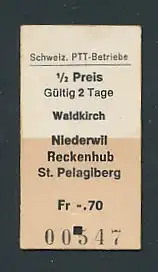 Fahrkarte Waldkirch - Niederwil - Reckenhub - St. Pelagiberg