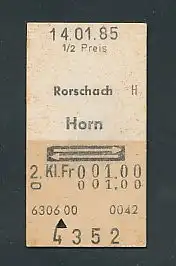 Fahrkarte Rorschach - Horn, 2. Klasse