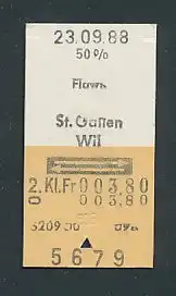 Fahrkarte Flawil - St. Gallen Wil, 2. Klasse