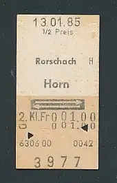 Fahrkarte Rorschach - Horn, 2. Klasse