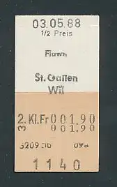 Fahrkarte Flawil - St. Gallen Wil, 2. Klasse