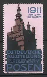 Reklamemarke Posen, Ostdeutsche Ausstellung für Industrie, Gewerbe & Landwirtschaft 1911, Rathaus