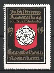 Reklamemarke Rosenheim, Jubiläums-Ausstellung Gewerbe-Verein 1914, Stadtwappen