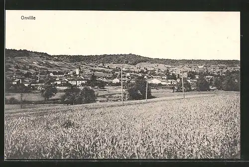 AK Onville, Blick über die Ortschaft