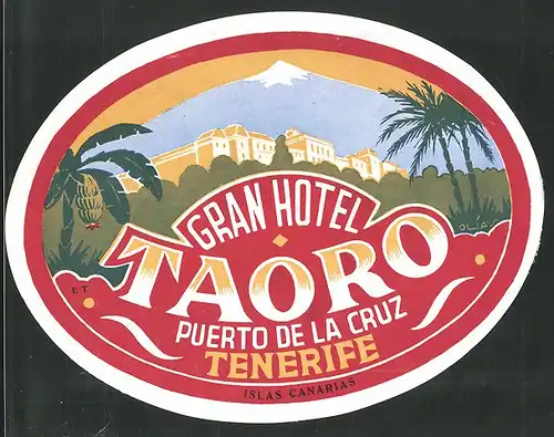 Kofferaufkleber Puerto De La Cruz, Tenerife, Grand Hotel Taoro, Hotelgebäude