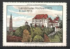 Reklamemarke Landshut, Landshuter Hochzeit 1913, Burg Trausnitz