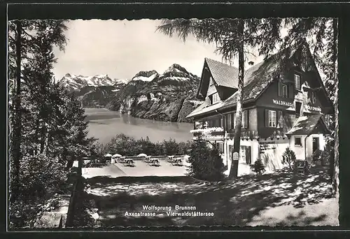 AK Brunnen, Hotel-Waldhaus Wolfsprung am Vierwaldstättersee, Axenstrasse