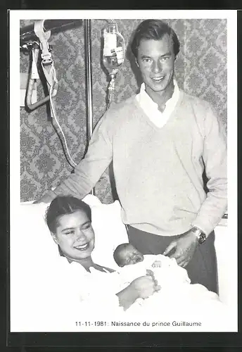 AK Henri und Maria Teresa von Luxemburg mit dem neugeborenen Prinz Wilhelm
