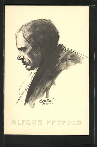Künstler-AK Alfons Petzold, Profilportrait des Schriftstellers