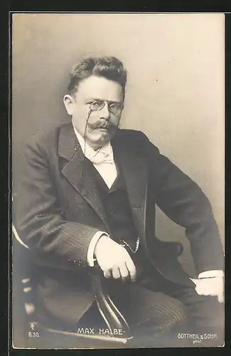 AK Max Halbe, Portrait des Schriftstellers