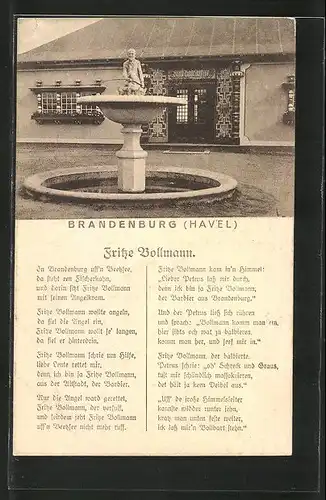AK Brandenburg, Bollmannbrunnen, Spottlied auf das Brandenburger Original Fritze Bollmann