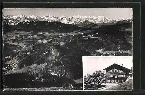 AK Hörnli-Kulm, Berggasthaus Hörnli, Blick auf die Alpen