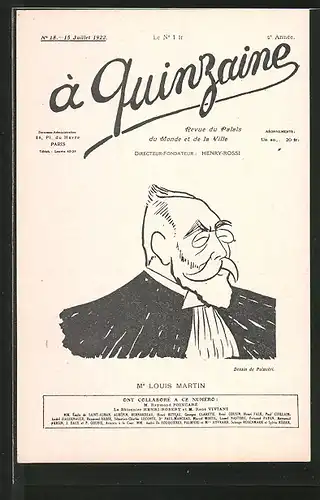 AK Karikatur, Portrait Politiker Louis Martin, à Quinzaine