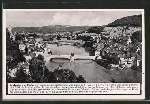 AK Laufenburg, Teilansicht mit Brücke über den Rhein