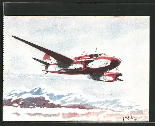 Künstler-AK Flugzeug Caudron Goéland im Flug