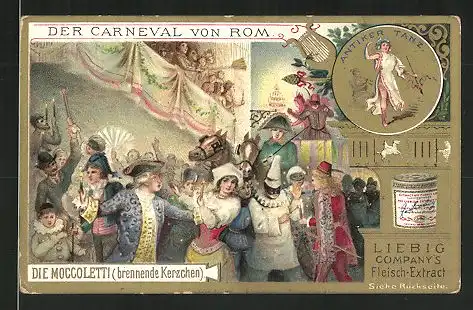 Sammelbild Liebig's Fleisch Extract, Karneval von Rom, Die Moccoletti, Antiker Tanz