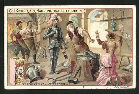 Sammelbild Heilbronn, Knorr AG, Kaethchen von Heilbronn No. 1, Mädchen kniet vor Ritter nieder