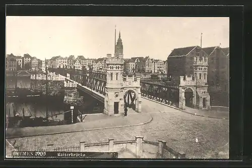 AK Bremen, Strassenpartie an der Kaiserbrücke