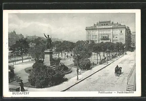 AK Budapest, Petöfi-szobor - Petöfi-Standbild
