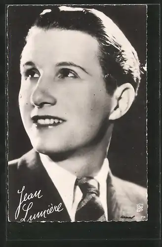 Lithographie Schauspieler Jean Lumiére lächelnd zur Seite blickend