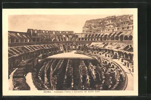 AK Roma, anfiteatro Flavio o Colosseo coi nuovi scavi