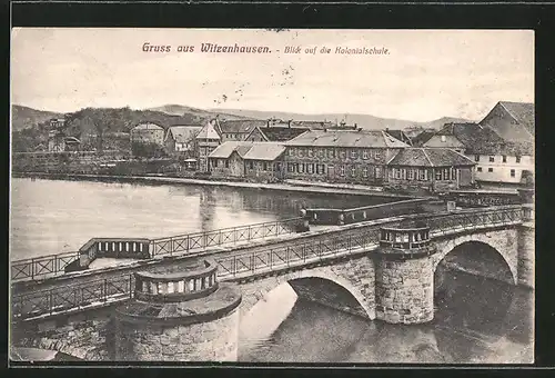 AK Witzenhausen, Blick auf die Kolonialschule, Brücke