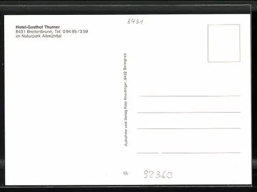 AK Breitenbrunn, Hotel-Gasthaus Thurner im Naturpark Altmühltal