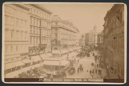 Fotografie Fotograf unbekannt, Ansicht Wien, Geschäfte am Graben, Stock im Eisenplatz