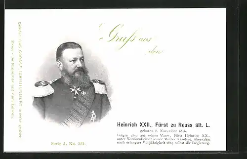 AK Heinrich XXII., Fürst zu Reuss ält. L. in Uniform