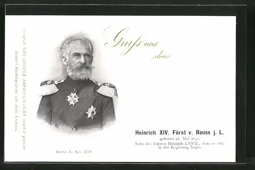 AK Heinrich XIV. Fürst v. Reuss j. L. in Uniform