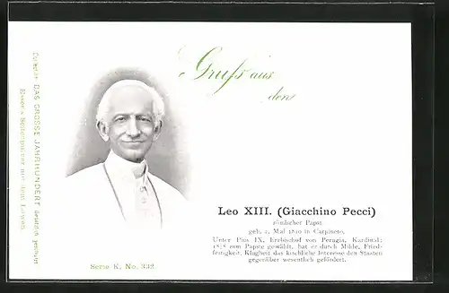 AK Porträt Papst Leo XIII. (Giacchino Pecci)