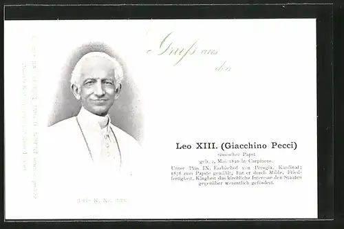 AK Porträt Papst Leo XIII. (Giacchino Pecci)