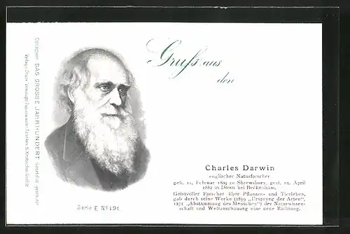 AK Porträt des Naturforschers Charles Darwin