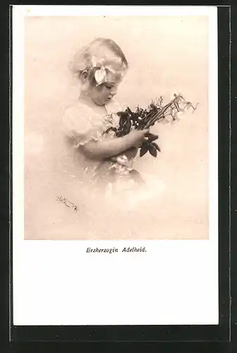 AK Erzherzogin Adelheid, Portrait mit Blumen
