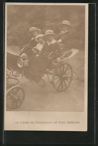 AK Kinder des Kaiserpaares von Österreich bei einer Kutschfahrt auf ihrem Spielplatz