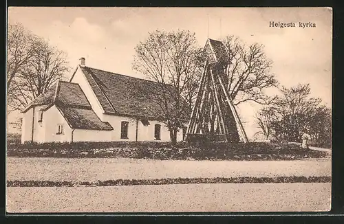 AK Helgesta, Kyrka, Blick zur Kirche