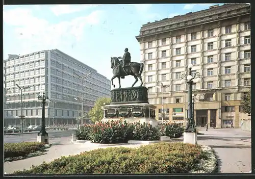 AK Beograd, Platz der Republik mit Denkmal
