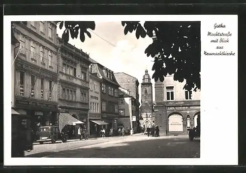 AK Gotha, Marktstrasse mit Blick zur Neumarktkirche