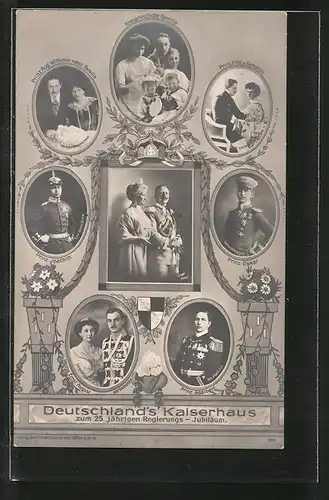 AK 25 jährig. Regierungsjubiläum, Deutschlands Kaiserhaus, Prinz Oskar von Preussen, Prinz Joachim, Prinz Adalbert