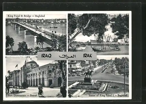 AK Baghdad, King Faisal II. Bridge, Port Directorate, Satue of Kin Faisal I.