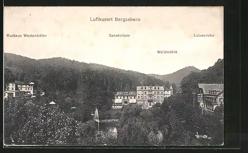 AK Bergzabern, Kurhaus Westenhöfer, Sanatorium, Waldmühle, Luisenruhe