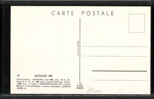 Künstler-AK Morane 406. Französischer Jagdeinsitzer