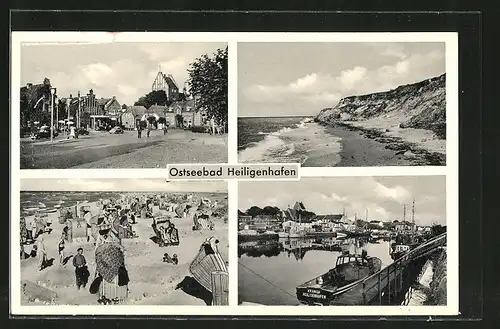 AK Heiligenhafen, Hafenpartie, Badestrand, Ortspartie