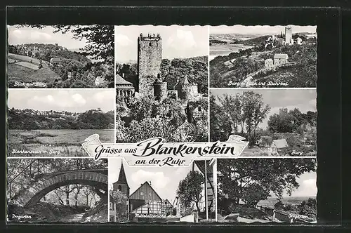 AK Blankenstein, Blick zur Burg, Irrgarten und Mittelalterliche Häuser