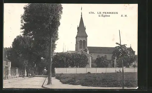 AK Le Perreux, l'Église, Blick zur Kirche